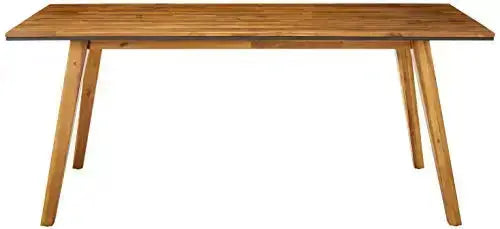 Christopher Knight Home Paul Outdoor 71" Acacia Wood Dining Table - Teak Finish, Rustic Metal