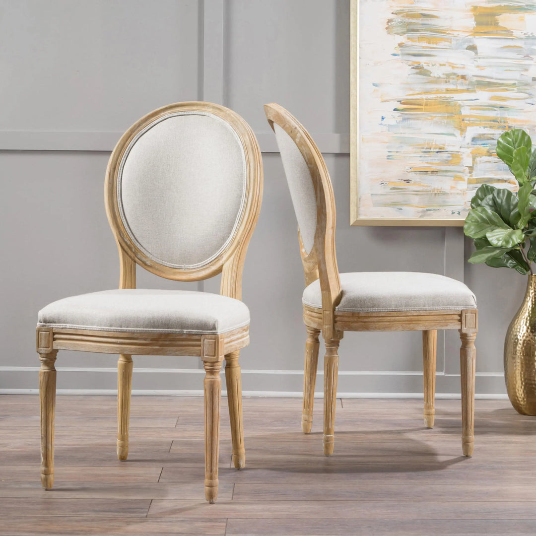 Christopher Knight Home Phinnaeus Polyester Beige Fabric Dining Chair, Set of 2