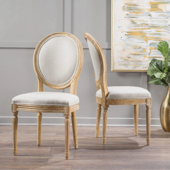 Christopher Knight Home Phinnaeus Polyester Beige Fabric Dining Chair, Set of 2