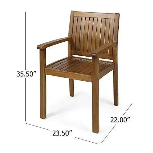 Christopher Knight Outdoor Chairs | Teague Wood Dining Chairs, Set of 2 - Teak Finish