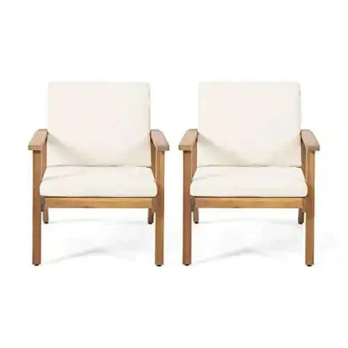 Christopher Knight Outdoor Chairs with Cushions, Set of 2 - Brown/Cream