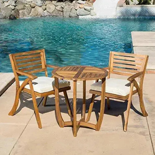 Christopher Knight Outdoor Wooden Patio Furniture Bistro 3-Piece Set