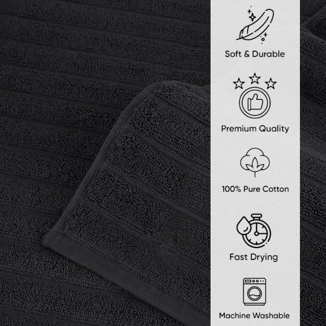 Classic Turkish Towels CTT Luxury 6 Piece Towel Set, 100% Turkish Cotton, Quick Drying, Highly Absorbent & Comfy, Includes 2 Bath Towels, 2 Hand Towels & 2 Washcloths | (Black) 