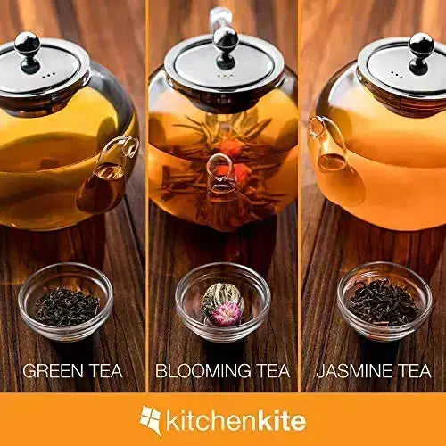 Clear Glass Teapot with Removable Stainless Infuser - Stovetop Tea Pot