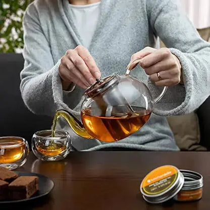 Clear Glass Teapot with Removable Stainless Infuser - Stovetop Tea Pot