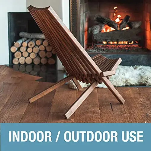 CleverMade Tamarack Folding Wooden Outdoor Chair | Low-Profile Acacia Wood Lounge Chair - Cinnamon