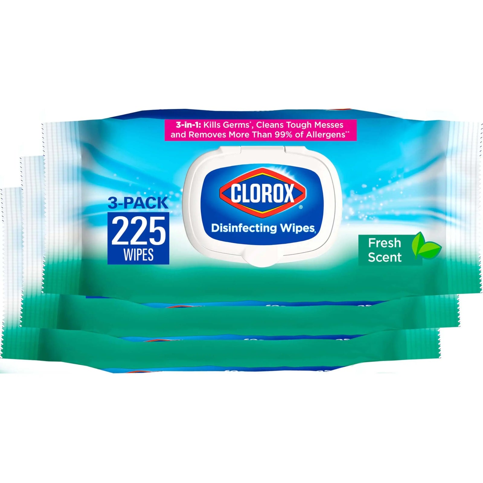 Clorox Disinfecting Wipes, Bleach Free, Fresh Scent - Pack of 3 