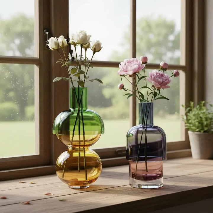 Cloudnola Reversible Glass Flower Vase and Bud Vase Set, Lemon, Set of 2
