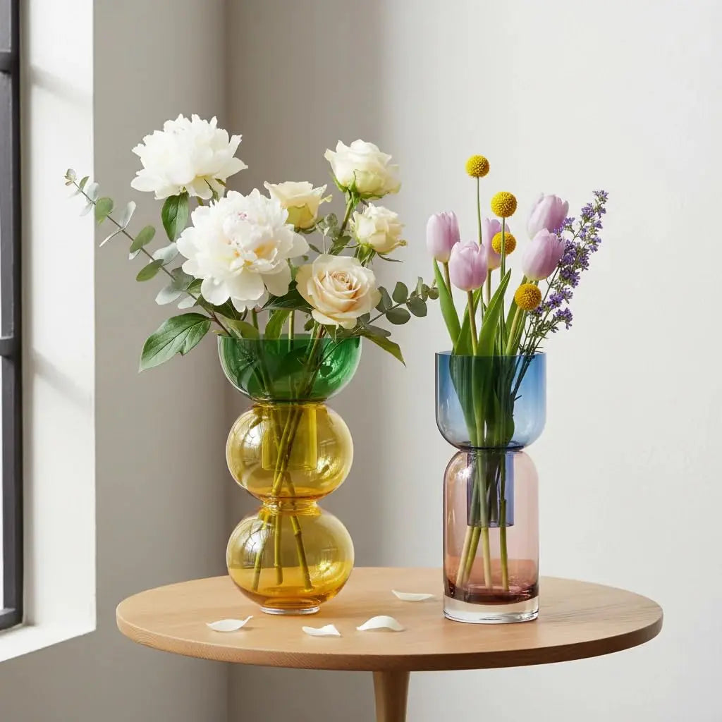 Cloudnola Reversible Glass Flower Vase and Bud Vase Set, Lemon, Set of 2