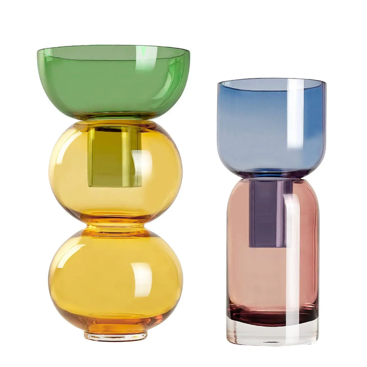 Cloudnola Reversible Glass Flower Vase and Bud Vase Set, Lemon, Set of 2