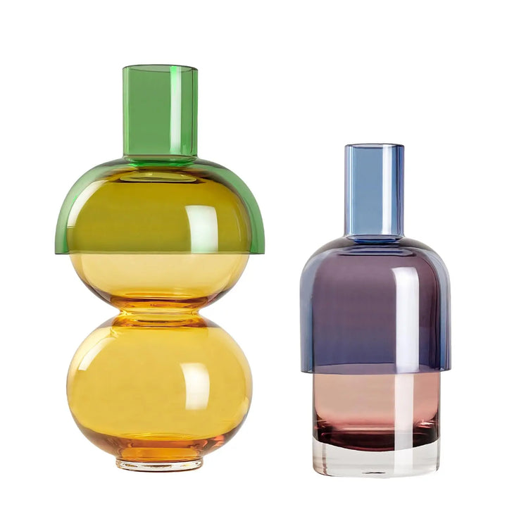 Cloudnola Reversible Glass Flower Vase and Bud Vase Set, Lemon, Set of 2