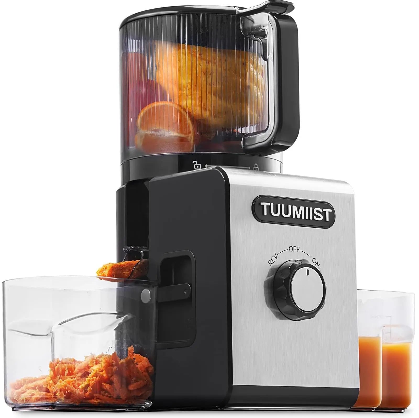 Cold Press Juicer Machine, 6.5" Large Feed Chute Masticating Extractor, Easy to Clean for Whole Fruits & Vegetables, High Yield 