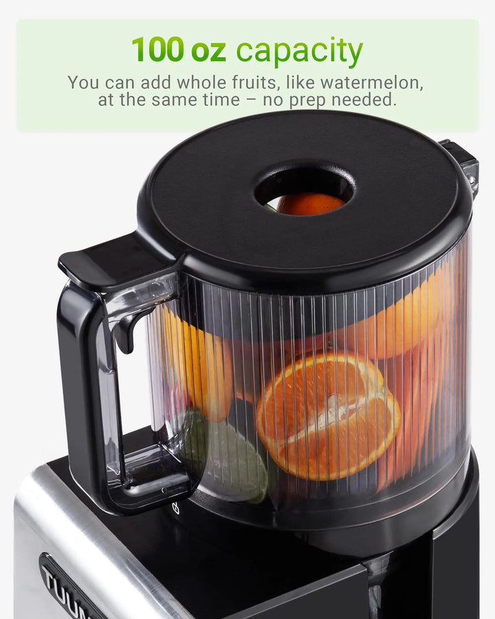 Cold Press Juicer Machine, 6.5" Large Feed Chute Masticating Extractor, Easy to Clean for Whole Fruits & Vegetables, High Yield 