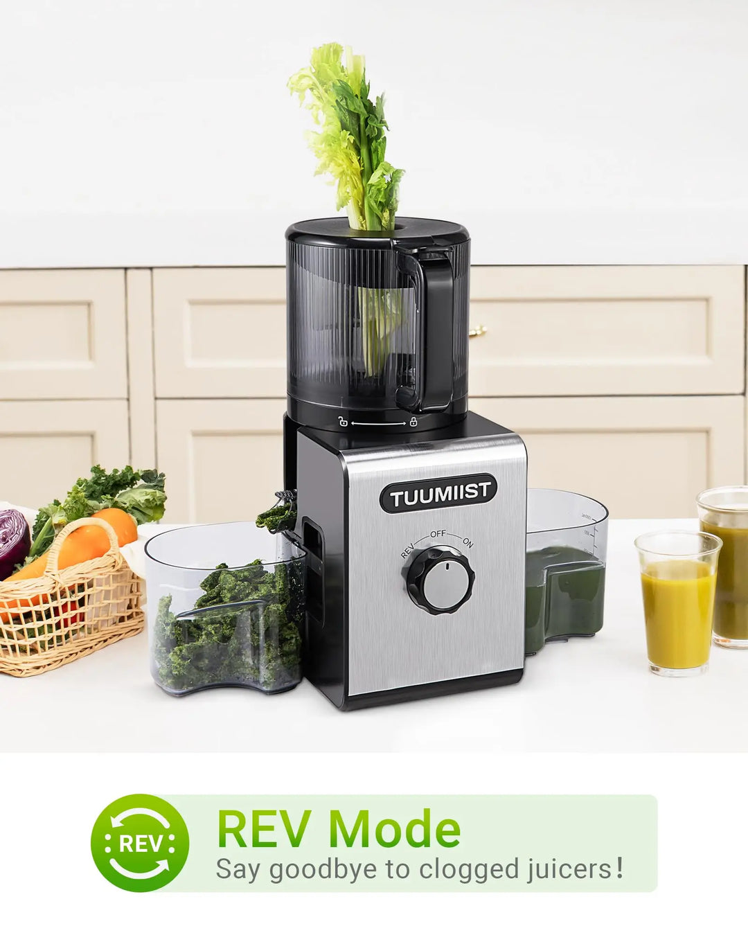 Cold Press Juicer Machine, 6.5" Large Feed Chute Masticating Extractor, Easy to Clean for Whole Fruits & Vegetables, High Yield 