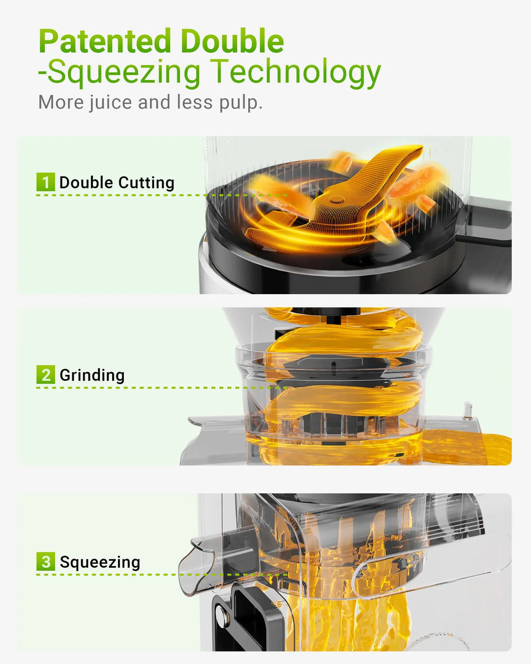 Cold Press Juicer Machine, 6.5" Large Feed Chute Masticating Extractor, Easy to Clean for Whole Fruits & Vegetables, High Yield 