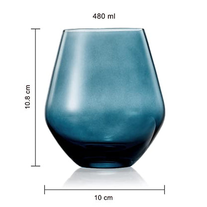 The Wine Savant Colored Stemless Crystal Wine Glass Set