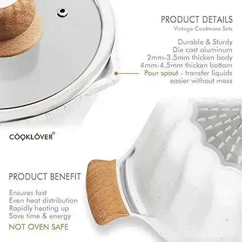 Cooklover 13-Piece Cookware Set, PFOA Free + Cooking Utensils – White