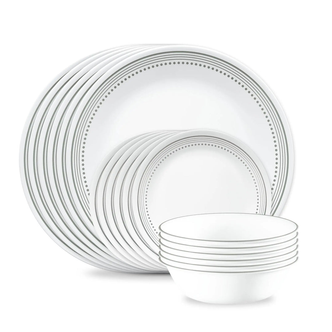 Corelle Vitrelle 18-Piece Dinnerware Set, Service for 6, Mystic Gray