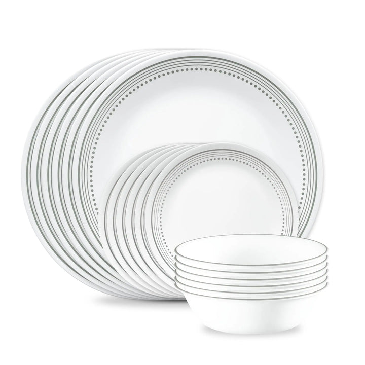 Corelle Vitrelle 18-Piece Dinnerware Set, Service for 6, Mystic Gray