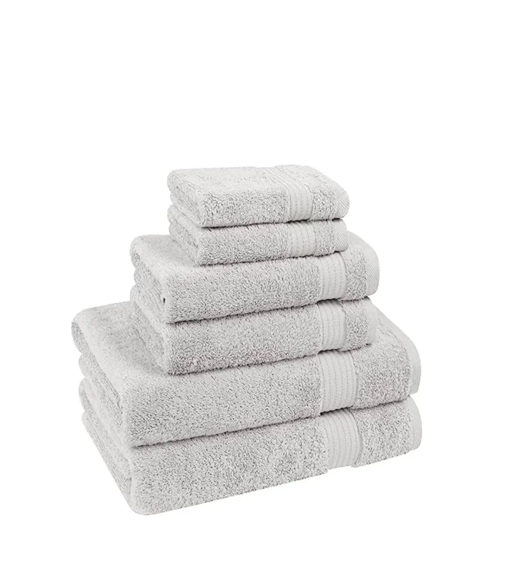 Cotton Paradise Towel Set, 6-PC, 100% Turkish Cotton, Soft - Silver 