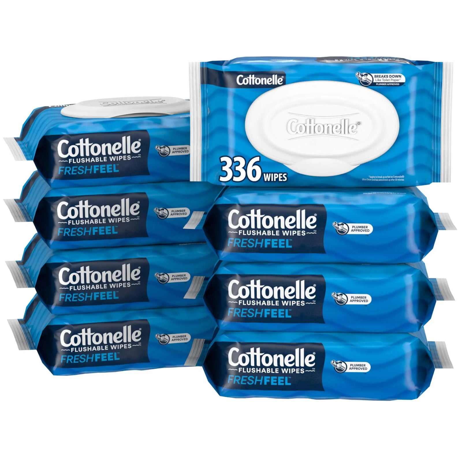 Cottonelle XL Flushable Wet Wipes, Adult Wipes Large, 8 Flip-Top Packs, 45 Wipes Per Pack (360 Total Wipes), Packaging May Vary 