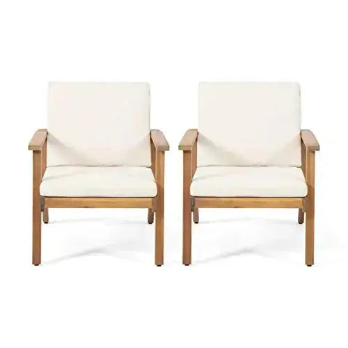 Christopher Knight Outdoor Chairs with Cushions, Set of 2 - Brown/Cream