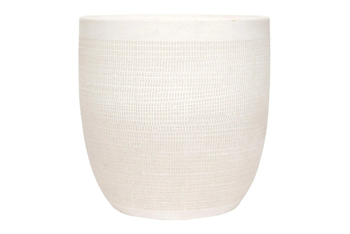 Creative Co-Op Large Matte White Embossed Stoneware Planter