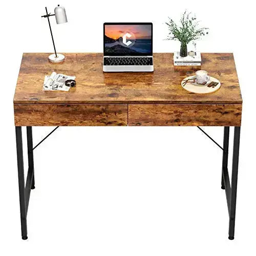 CubiCubi Computer Desk with 2 Storage Drawers, 40" - Rustic CubiCubi