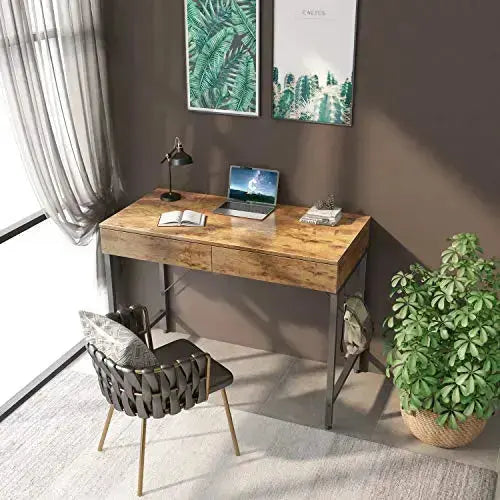 CubiCubi Computer Desk with 2 Storage Drawers, 40" - Rustic CubiCubi