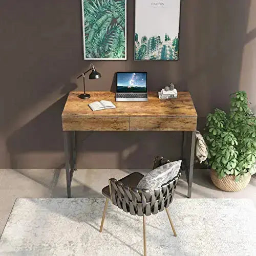 CubiCubi Computer Desk with 2 Storage Drawers, 40" - Rustic CubiCubi