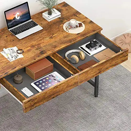 CubiCubi Computer Desk with 2 Storage Drawers, 40" - Rustic CubiCubi