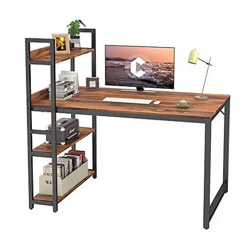 CubiCubi Computer Desk with Storage Shelves, 47" - Deep Brown CubiCubi