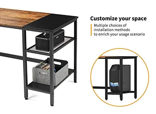 CubiCubi Office Desk with Splice Board, 63" - Brown/Black CubiCubi