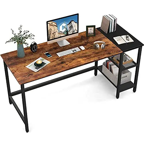 CubiCubi Office Desk with Splice Board, 63" - Brown/Black CubiCubi