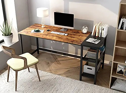 CubiCubi Office Desk with Splice Board, 63" - Brown/Black CubiCubi