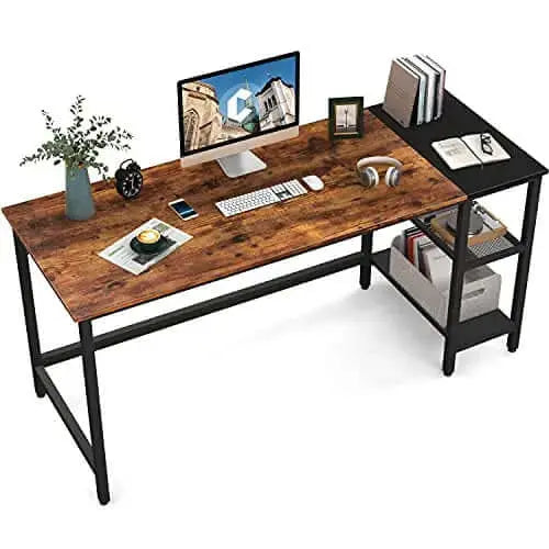 CubiCubi Office Desk with Splice Board, 63" - Brown/Black CubiCubi