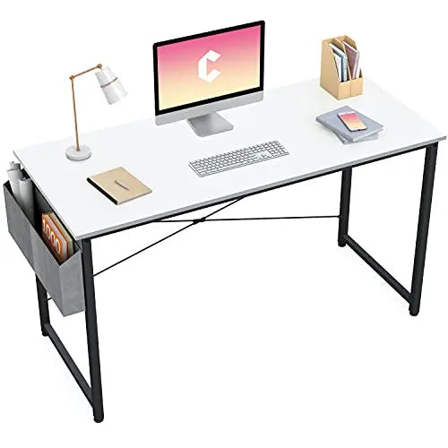 Cubiker Computer Desk, 47" | Modern Laptop Table with Storage Bag - White Cubiker