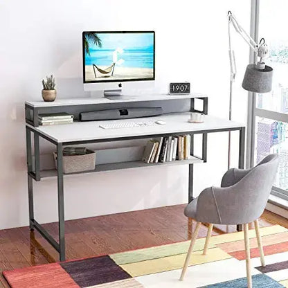 Cubiker Office Desk With Storage Shelf, 47" - White Cubiker