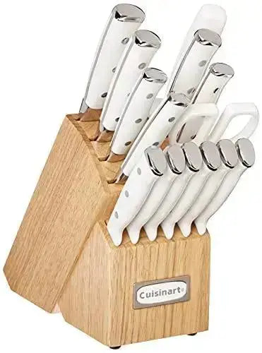 Cuisinart Classic Forged Triple Rivet Knife Block Set, 15-PC - White