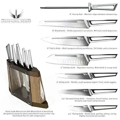 DALSTRONG Knives, Stainless Steel 8-PC Knife Block Set Crusader Series