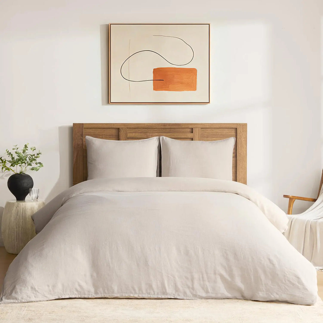 DAPU 100% French Linen Duvet Cover 3Pcs Set, 170GSM Linen Bedding, King