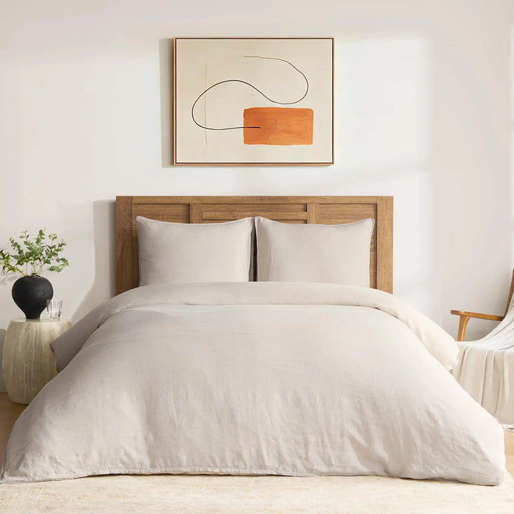 DAPU 100% French Linen Duvet Cover 3Pcs Set, 170GSM Linen Bedding, King