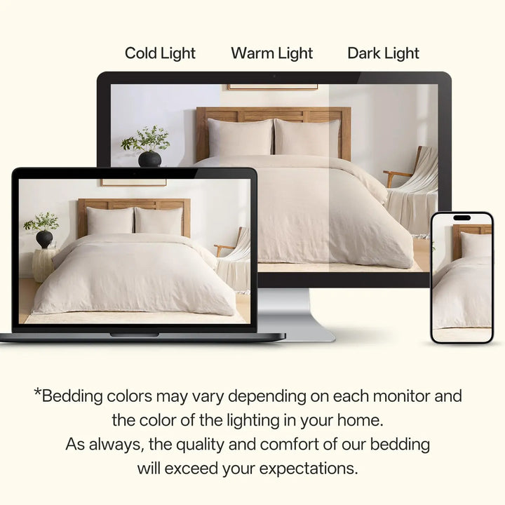 DAPU 100% French Linen Duvet Cover 3Pcs Set, 170GSM Linen Bedding, King