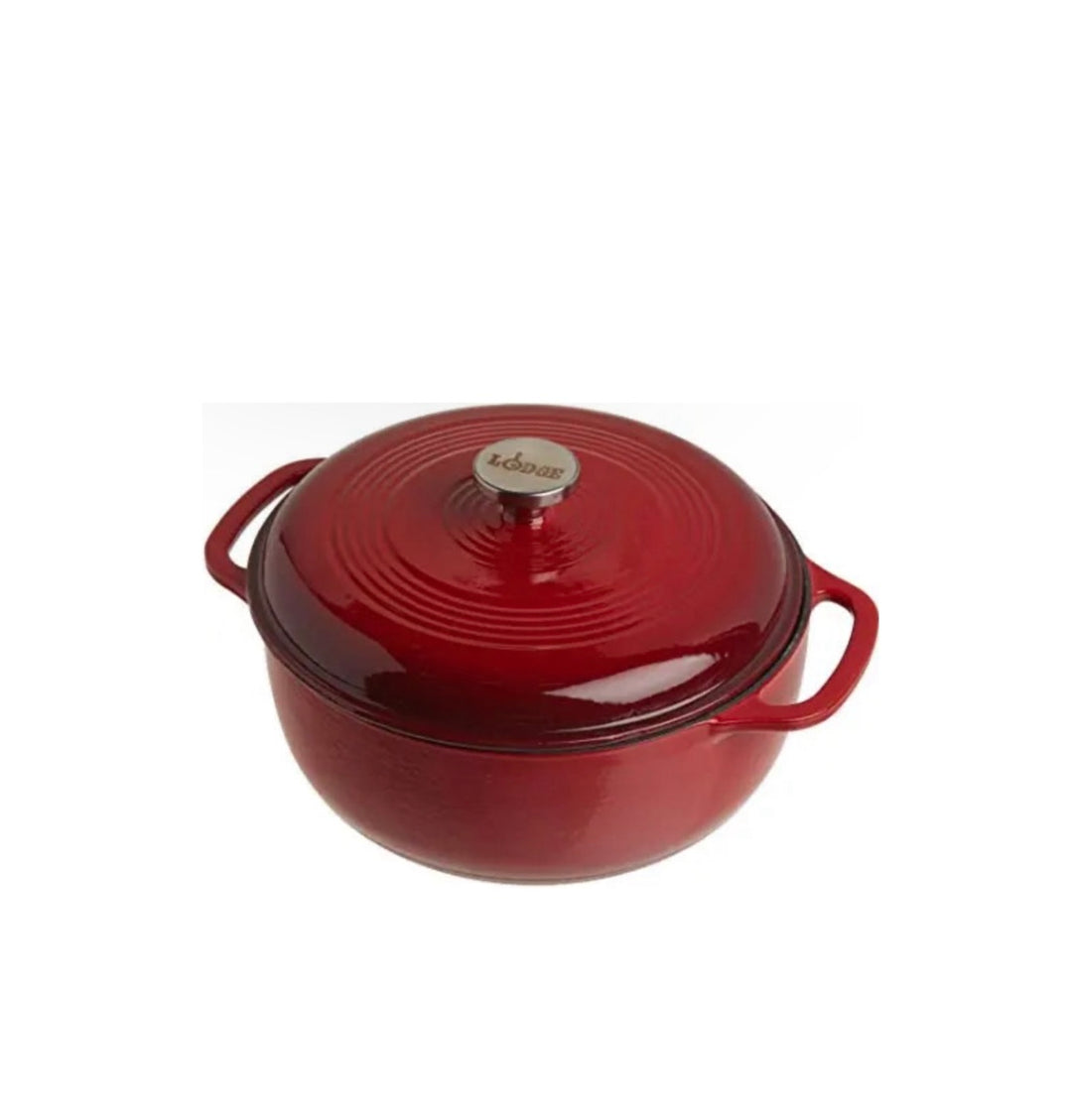 Lodge Enameled Cast Iron Dutch Oven, 6 Quart - Red