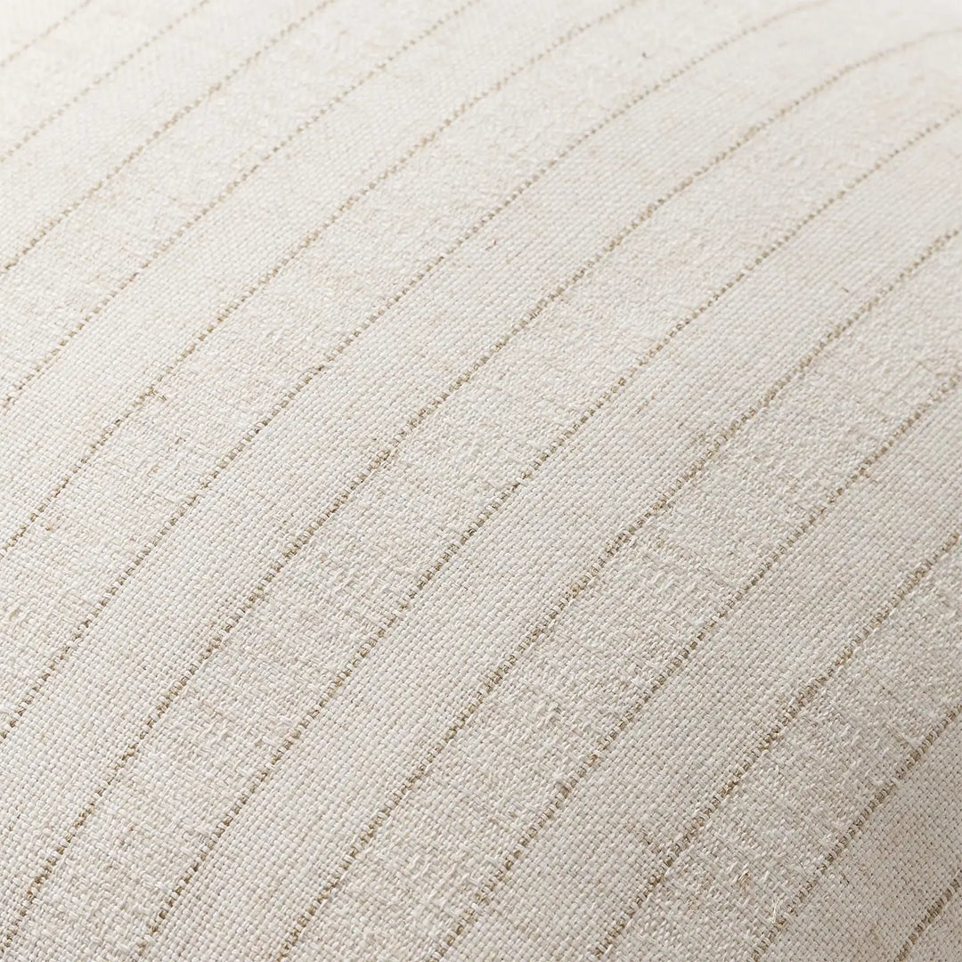 DEZENE Pack of 2 Linen Striped Throw Pillow Covers 18x18 Neutral Couch Pillow Cases Farmhouse Decorative Square Accents for Living Room Sofa Bedroom, Beige