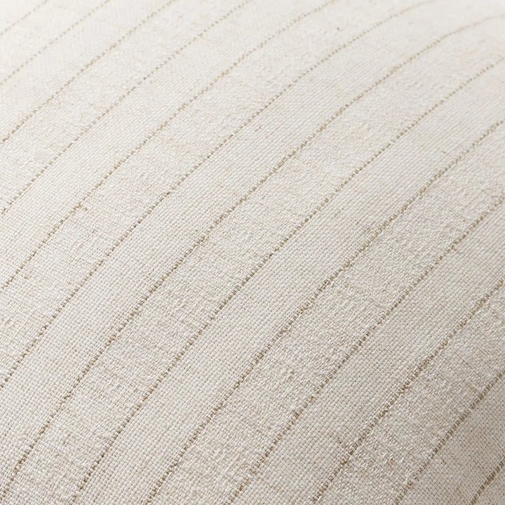 DEZENE Pack of 2 Linen Striped Throw Pillow Covers 18x18 Neutral Couch Pillow Cases Farmhouse Decorative Square Accents for Living Room Sofa Bedroom, Beige