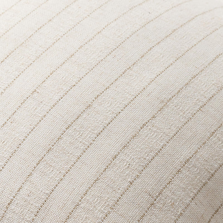 DEZENE Pack of 2 Linen Striped Throw Pillow Covers 18x18 Neutral Couch Pillow Cases Farmhouse Decorative Square Accents for Living Room Sofa Bedroom, Beige 