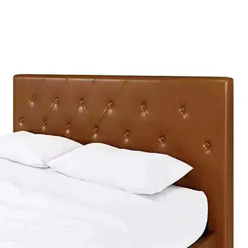 DHP Dakota Upholstered Platform Bed, Faux Leather - Camel