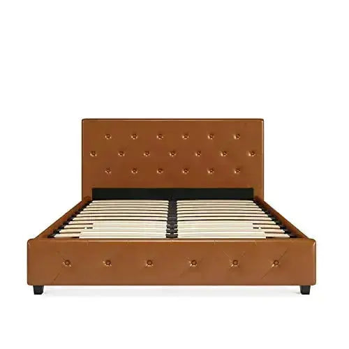 DHP Dakota Upholstered Platform Bed, Faux Leather - Camel