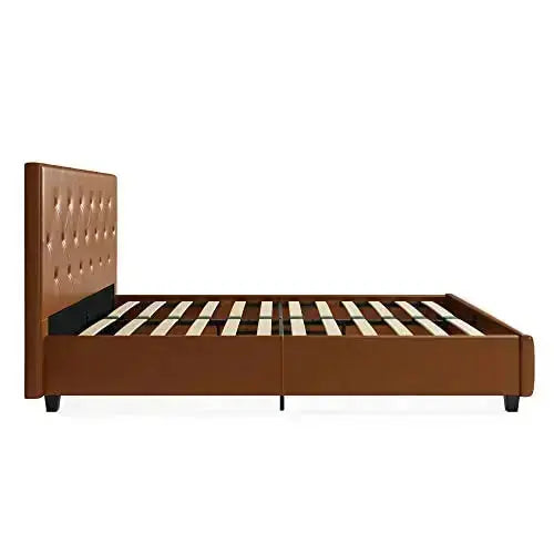 DHP Dakota Upholstered Platform Bed, Faux Leather - Camel